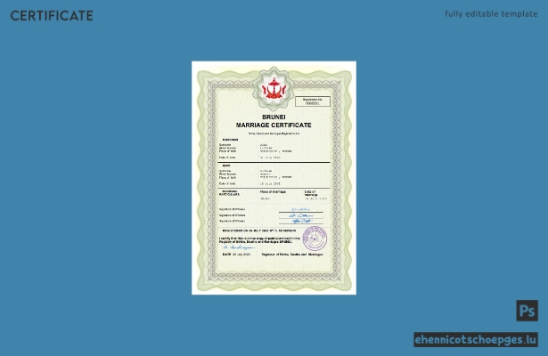 Brunei-Heiratsurkunde: Beispiel-Word- und PDF-Datei (Vorschau)